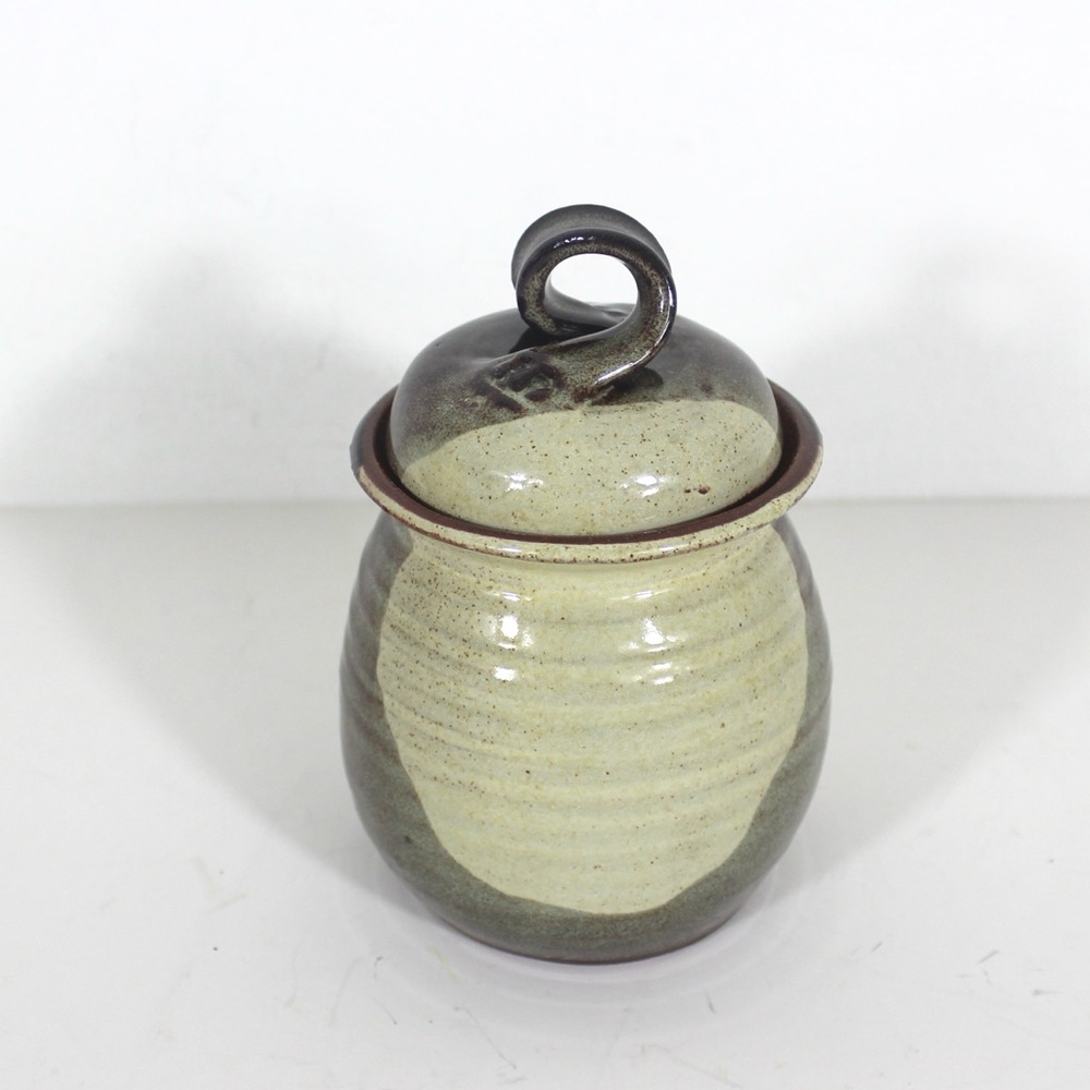 Vintage Covered Studio Pottery Dish, Boho Lidded Jar or Pot, Ceramic Canister
